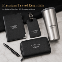 Kit de voyage d'affaires personnalisé avec logo : porte-passeport, étiquette de bagage, pochette organisatrice, gobelet – Idéal pour les cadeaux d'entreprise et les kits de voyage pour employés