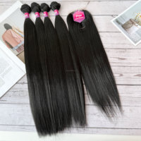 Pack de 4 mèches de cheveux à tresser, extensions de tissage, closure, fibre Yaki lisse, fibre protéinée haute température, 22 pouces