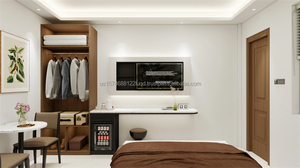 Juego de Muebles de Dormitorio para Hotel de 3 Estrellas, Económico y Personalizado, con Armario de Madera, Cama, Mesitas de Noche, Mueble para TV y Mesa Auxiliar para Habitación Completa - Product Image 3