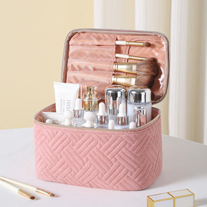 Sacs de toilette et de maquillage pour femmes, de grande capacité, matelassés, avec fermeture éclair, pour voyages, étiquette privée, professionnel - Product Image 3