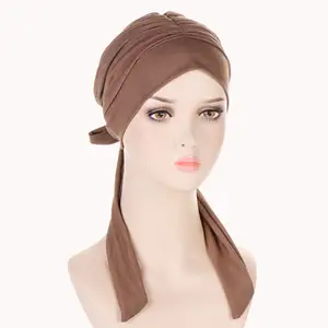 Foulard long en <span class=keywords><strong>coton</strong></span> pour femme, bandeau, turban, bonnet de chimiothérapie, bonnet de sommeil, bonnet beanie, vente en gros - Product Image 1