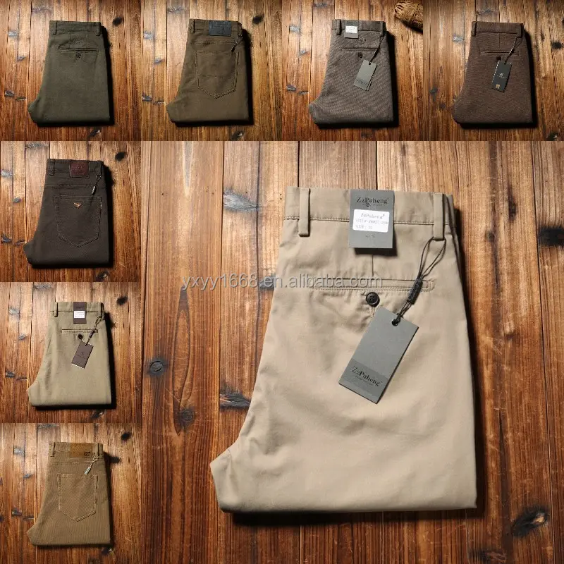 تصميم حسب الطلب من خامات اصلية بنطلون مستقيم ملون بدرازة ضيقة مناسب للعمل بنطلونات مرنة khaki chino للرجال