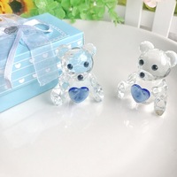 Livraison directe coffret cadeau ours en peluche en cristal bleu pour la fête d'anniversaire de bébé sculpté à la main cadeau de retour sur le thème des animaux de Noël