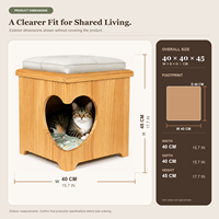 Repose-pieds/Siège carré multifonctionnel écologique et mignon en bois massif, partagé humain-animal, 2-en-1, avec niche dissimulée pour chat et chien, luxe moderne
