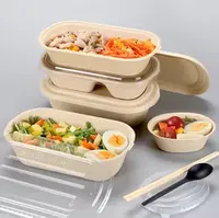 Super march-Caja desechable biodegradable para guardar comida, 2 compartimentos, promoción
