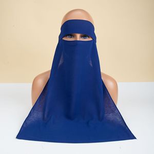 Niqab Saudí para Mujer en Color Sólido, Velo Facial Musulmán de Chifón Liso para Hijab, Burka Islámica - Product Image 4