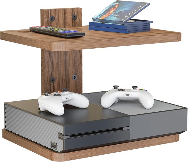 WALI Floating TV Shelf, Projector Shelf Holds up to 22lbs, Wooden Projector Wall Mounted Shelves