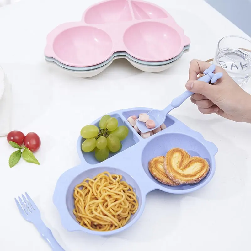 Cute divider compartment children food tray melamine kids food tray cartoon baby food tray