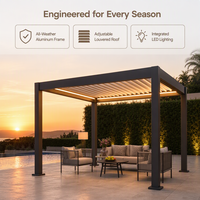 Kit de pergola rétractable en aluminium 4x3m avec toit à lames motorisé, abri extérieur pour jardin, cour et terrasse