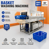 Laveuse-Extracteur Entièrement Automatique WINBOND en Acier Inoxydable 304 pour Caisses de Viande et Fruits de Mer, Nettoyage à l'Eau Chaude, Stérilisation et Rinçage