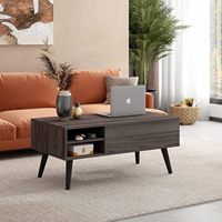 Table basse en bois la plus vendue avec hauteur réglable et étagère de rangement pour le salon