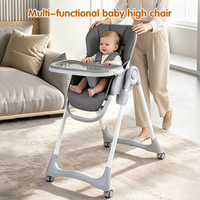 Chaise haute pour bébé réglable et pliable, chaise de repas pour enfants avec plateau et harnais de sécurité à 5 points, chaise d'alimentation pour tout-petits