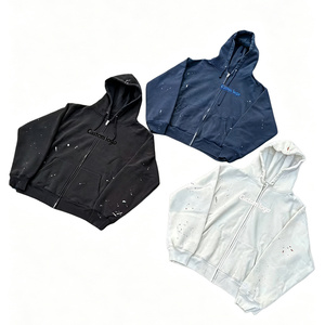 <span class=keywords><strong>Felpa</strong></span> con <span class=keywords><strong>Cappuccio</strong></span> e Zip Integrale Personalizzata con Logo Ricamato, in Spugna Francese Pesante, Oversize per Uomo - Product Image 1