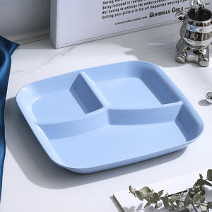 Assiettes divisées en paille de blé personnalisables de 10 pouces séparateurs de plaques carrées à <span class=keywords><strong>3</strong></span> compartiments pour adultes <span class=keywords><strong>assiette</strong></span> à dîner - Product Image 5