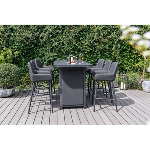 AJUNION Juego de Bar de lujo para exteriores Muebles de jardín de aluminio Juego de comedor Juego de mesa y sillas de bar con fogata - Product Image 6