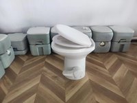 AGE White Portable Camping Toilet with Foot-operated Gravity Flush for RV and Caravan Water Use