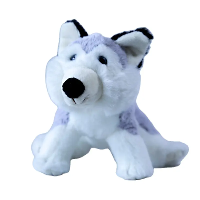Vente en gros de jouets en peluche personnalisés animaux en peluche loup jouet pour chien en peluche de haute qualité mignon chiot blanc