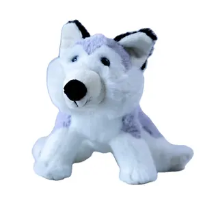 批发定制毛绒玩具毛绒动物狼高品质毛绒狗玩具可爱白色小狗