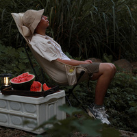 Chaise de camping à dossier haut, cadre en aluminium compact, poche latérale pliable, sac de rangement, randonnée en plein air, pêche, mobilier d'extérieur
