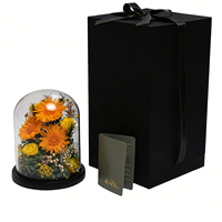 Bouquet de tournesols préservés Hflora à prix d'usine sous dôme en verre, longue durée (3-5 ans), pour décorations de Noël et de la Saint-Valentin