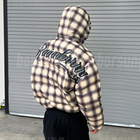 Vêtements d'hiver Vestes chaudes à carreaux Manteau lourd surdimensionné extérieur Fermeture à glissière Manteaux rembourrés à bulles Vestes en peluche imprimées sur mesure Hommes