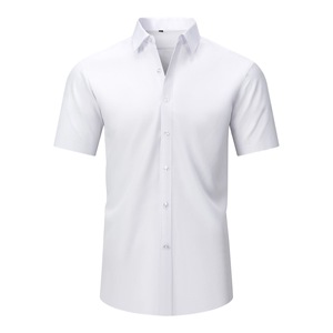 เสื้อเชิ้ตเดรสแขนสั้นแบบกระดุมแถวเดียว สีพื้น ระบายอากาศได้ดี กันยับ ผลิตตามสั่ง OEM ODM พร้อมปักโลโก้ ขายส่งจำนวนมากสำหรับฤดูใบไม้ผลิ - Product Image 2