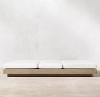 Chaise longue double en teck pour l'extérieur, facile à nettoyer, doublement réglable, pour piscine