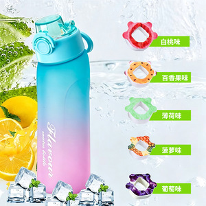Botella de agua de plástico con gradiente de sabor de 720 ml, a prueba de fugas, con pajitas de sabor para estudiantes y adultos - Product Image 1