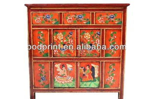 <span class=keywords><strong>Armoire</strong></span> tibétaine classique antique chinoise peinte à la main, <span class=keywords><strong>armoire</strong></span> de salon - Product Image 2
