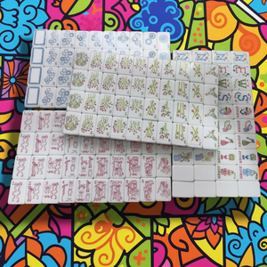 Set di Mahjong Personalizzato Blu per Donne, Lussuoso in Acrilico a 2 Strati, 30mm 160 166 Pezzi, Miss Darling con Tappetino e Fiocchi - Product Image 3