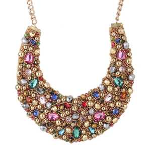 Nouvel arrivage de collier de perles dorées faites à la main pour femmes, collier de perles de rocaille, tour de cou, bijoux à la mode au prix de gros - Product Image 2