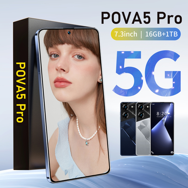 144Hz HD Display MTK Processor Android Smartphone Pova5 Pro Techno 5G Smartphone 16+1TB 6800mAh LTE Dual SIM Mobile Phone