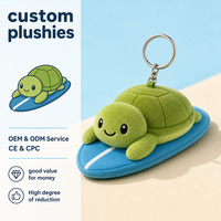 Porte-clés en peluche tortue surfiste fantaisie, porte-clés marin en peluche sur le thème de la plage