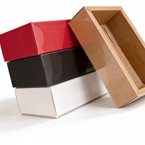Scatola Vuota per Imballaggio in Carta Kraft/Bianca/<span class=keywords><strong>Nera</strong></span>+Trasparente, Riciclabile e Personalizzabile per Cosmetici, Vestiti, Calze, Tè - Product Image 3