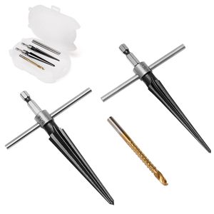 1/8" - 1/2" Tapered Straight Flute Handle <strong>Reamer</strong> Carbide Carbon Steel T Handle Tapered <strong>Reamer</strong> <strong>Tool</strong> for <strong>Wood</strong> Plastic - Product Image 1