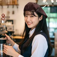 Chapeau de chef travail avant tissu béret restauration rapide homme femme serveur hôtel Restaurant respirant maille Polyester/coton impression numérique