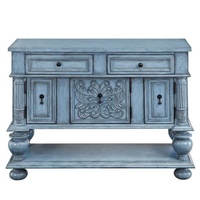 Table console de style français avec rangement bleu clair pour salon et couloir