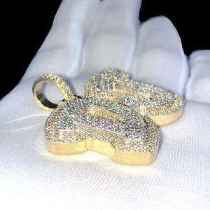 Colgante de Plata de Ley 925 con Diamante Moissanita y Letra Personalizada, Joyería Hip Hop con Baño de Oro, Colgante Fino para Hombre y Mujer - Product Image 4