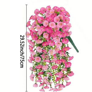H358 Guirnaldas Artificiales de Eucalipto y Gloría de la Mañana, Decoración para Colgar en la Pared, Flores de Trompeta, Protección Solar para Exteriores - Product Image 5