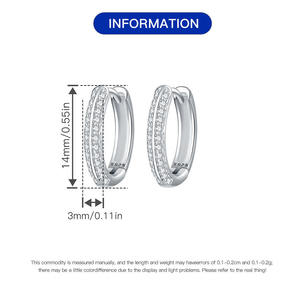 Simple double-sided S925 sterling silver <b>earrings</b> with full diamond and zircon stones, trendy and <b>fashionable</b> <b>earrings</b> for women - Product Image 2