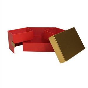 Chengruo đôi cửa Quà Tặng Bao bì hộp Vàng nắp bất ngờ hoa cho mẹ Ngày Valentine Matt Cán dập nổi 50 cái - Product Image 1