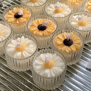 Aesthetic Chamomile Flower Glass <b>Cup</b> Scented Candle Handmade DIY Birthday Romantic Gift Souvenir - Product Image 4