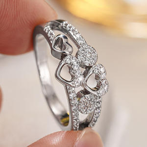 Bague en cristal en forme de cœur A128, en argent 925, sertie de pierres, pour femmes - Product Image 1