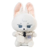 Jouet en peluche certifié ASTM EN71 CPC, lapin en peluche blanc de 21 cm en costume de bureau et cravate, décoration professionnelle, lapin en peluche doux