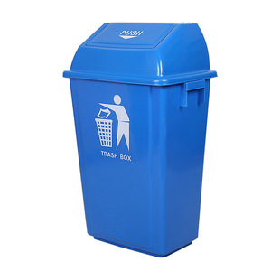 Cubo de Basura de Plástico de 60L, Rectangular, Azul, para Interiores y Exteriores, con Tapa Abatible - Product Image 5