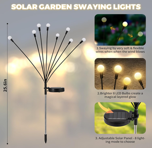 Lampes solaires d'extérieur étanches, décor de jardin en forme de lucioles pour cour féerique, lampe solaire LED étanche IP65 pour extérieur - Product Image 5