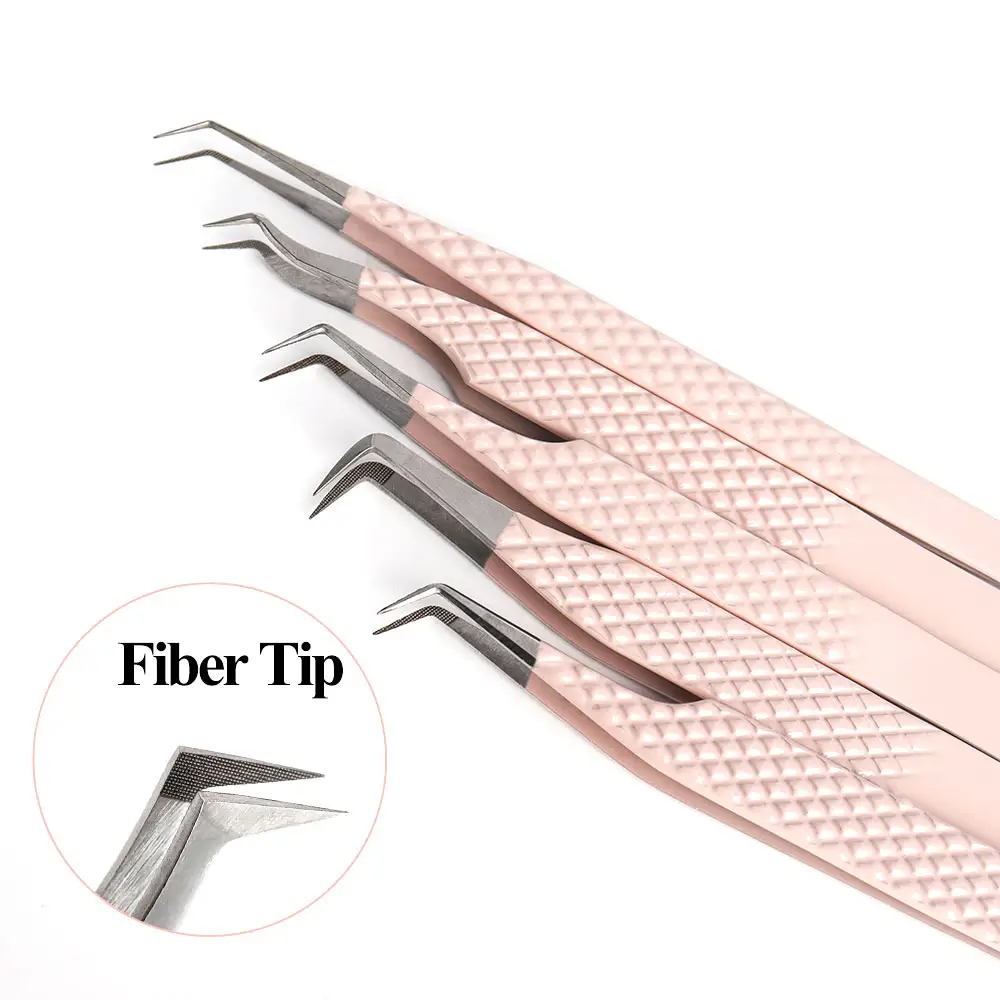 Fiber Tip Rounded Tip Lash Supplies Wholesale Tweezer Cluster Metal Eyelash Tweezer