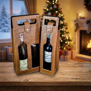 Porta Botellas de Vino Doble, Bolsa de Regalo para Botellas de Vino, Porta Botellas de Vino Doble de Cuero PU, Juego de Bar Clásico - Product Image 4