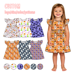<span class=keywords><strong>Vestito</strong></span> per Bambine in Bambù con Maniche a Perla, Stile Gira-Gira, Abbigliamento per Bambini all'Ingrosso, <span class=keywords><strong>Vestito</strong></span> a <span class=keywords><strong>Zucca</strong></span>, Stampe di Halloween - Product Image 1