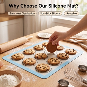 Plaque <span class=keywords><strong>de</strong></span> cuisson en silicone <span class=keywords><strong>de</strong></span> qualité alimentaire avec marquage <span class=keywords><strong>macaron</strong></span>, antiadhésive, réutilisable, logo personnalisé - Product Image 3